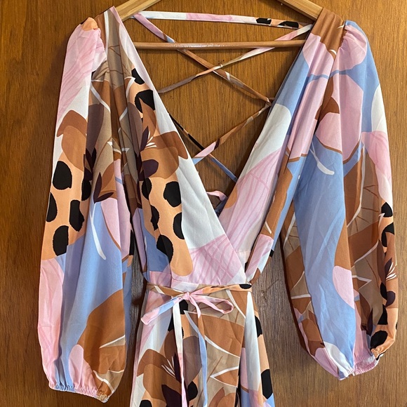 Hutch Anthropologie Bloom Wrap Midi Dress Women Small Pink Purple Multicolor - Picture 5 of 7